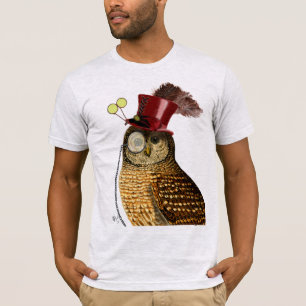 シルクハット3を持つフクロウ Tシャツ