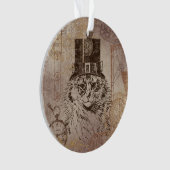 シルクハット、ギア、PocketwatchのSteampunkの子猫猫 オーナメント (正面)