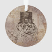 シルクハット、ギア、PocketwatchのSteampunkの子猫猫 オーナメント (裏面)