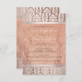 シルクバラ金ゴールド銅シルバーダマスクブライダル16th 招待状 (正面/裏面)