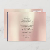 シルクパールバラ金ゴールドは私の花嫁になる インビテーションポストカード (正面/裏面)