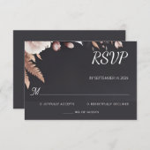 シルクピンクボホピーニーガーデンダスティーバラ結婚ズ 出欠カード (正面/裏面)