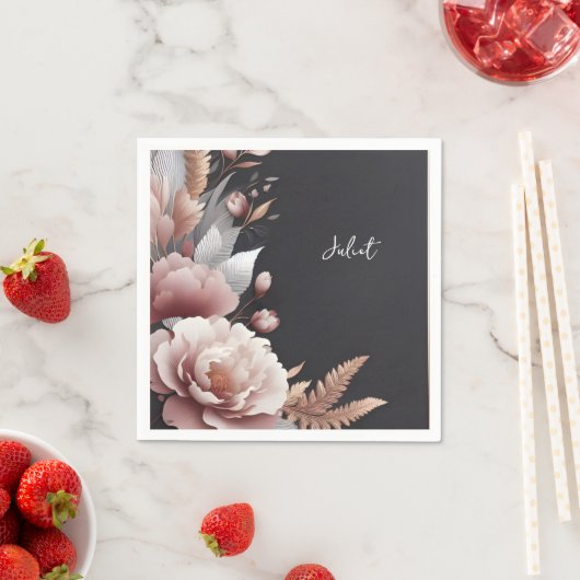 シルクピンクボホピーニーダスティバラブライダルシャワー スタンダードカクテルナプキン (インサイチュ)