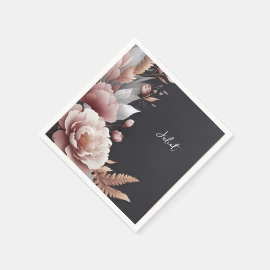 シルクピンクボホピーニーダスティバラブライダルシャワー スタンダードカクテルナプキン (角)