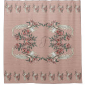 シルクピーチとモノグラムのロマンス シャワーカーテン (正面)