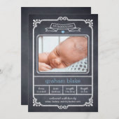 シルクフレーム誕生のお知らせ – 青 案内状 (正面/裏面)