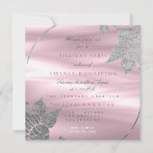 シルクフローラグラムリリーシルバーパープルバースデーパーティー 招待状 (正面)