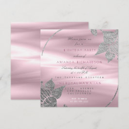 シルクフローラグラムリリーシルバーパープルバースデーパーティー 招待状