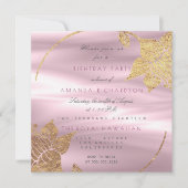 シルクフローラグラムリリー金ゴールドパープルバースデーパーティー 招待状 (正面)