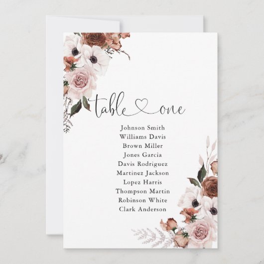 シルクフローラテーブル番号1座席表 (正面)