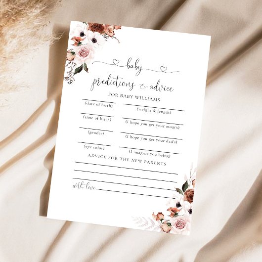 シルクフローラ赤ちゃんシャワー予測カード