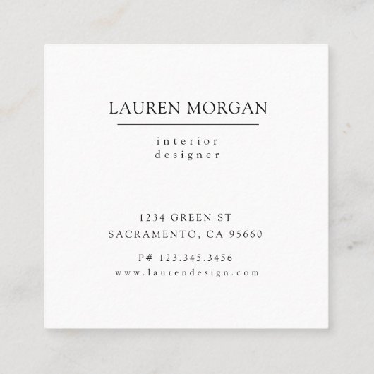 シルクブラックバラ金ゴールドフェイク箔フローリッシュモノグラム スクエア名刺 (裏面)