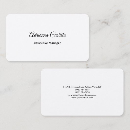 シルクプレーンシンプル白黒ミニマル手書き 名刺 (正面/裏面)