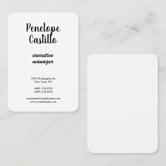 シルクプロフェッショナルモダンシンプルプレーン手書き 名刺 (正面/裏面)