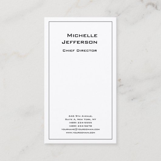 シルクプロフェッショナルモダンミニマリストホワイト 名刺 (正面)