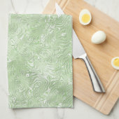 シルクモアレ小さな模様のライムグリーン キッチンタオル (四つ折り)