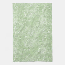 シルクモアレ小さな模様のライムグリーン キッチンタオル