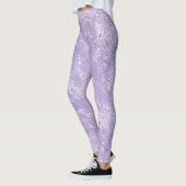 シルクモアレ小パターン薄紫ラベンダー レギンス (左)