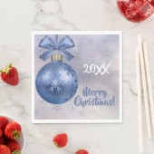 シルクリボンナプキンの青ボブルオーナメント スタンダードランチョンナプキン (インサイチュ)