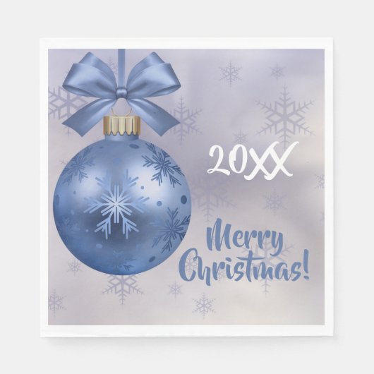 シルクリボンナプキンの青ボブルオーナメント スタンダードランチョンナプキン (正面)