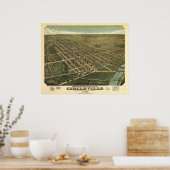 シルクレビルオハイオ1876アンティークパノラママップ ポスター (キッチン)