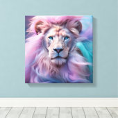 シルク威厳のあるライオンパステルの毛皮を持つライオン – Ethereal キャンバスプリント (インサイチュ (ウッドフロア))