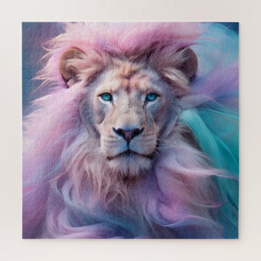 シルク威厳のあるライオンパステルの毛皮を持つライオン – Ethereal ジグソーパズル (縦)