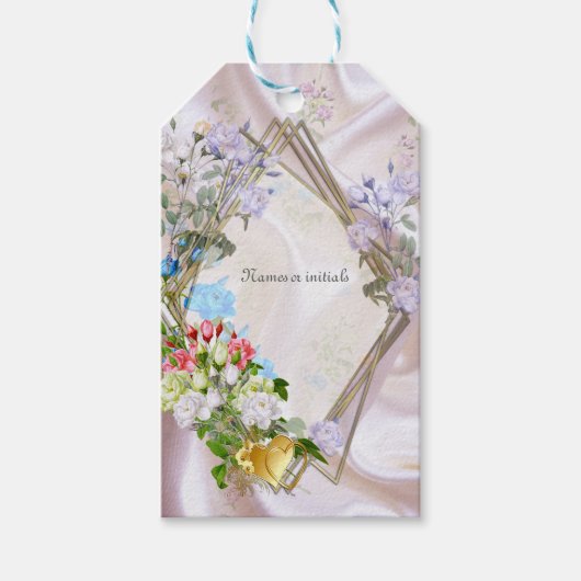 シルク数々の質感のバラの花束 ギフトタグ (正面)