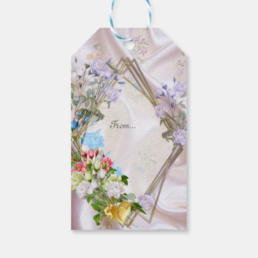 シルク数々の質感のバラの花束 ギフトタグ (裏面)