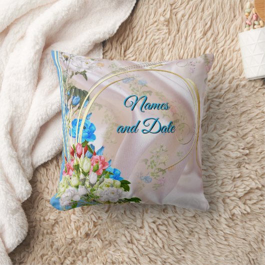 シルク数々の質感のバラの花束 クッション (ブランケット)