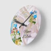 シルク数々の質感のバラの花束 ラウンド壁時計 (傾斜)