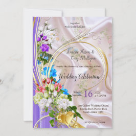 シルク数々の質感のバラの花束 招待状