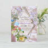 シルク数々の質感のバラの花束 招待状 (スタンド正面)