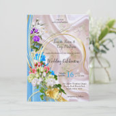 シルク数々の質感のバラの花束 招待状 (スタンド正面)