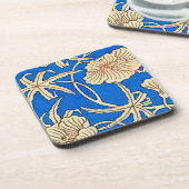 シルク日本のファブリック – 青とベージュ コースター (左側)