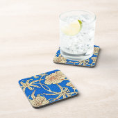 シルク日本のファブリック – 青とベージュ コースター (右側)