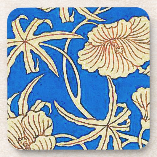 シルク日本のファブリック – 青とベージュ コースター (正面)