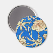 シルク日本のファブリック – 青とベージュ マグネット (正面/裏面)