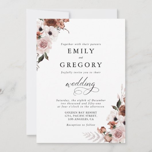 シルク結婚フローラ式招待状 招待状 (正面)