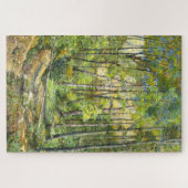 シルク絵画に浮かぶ木立の水色 ジグソーパズル (横)