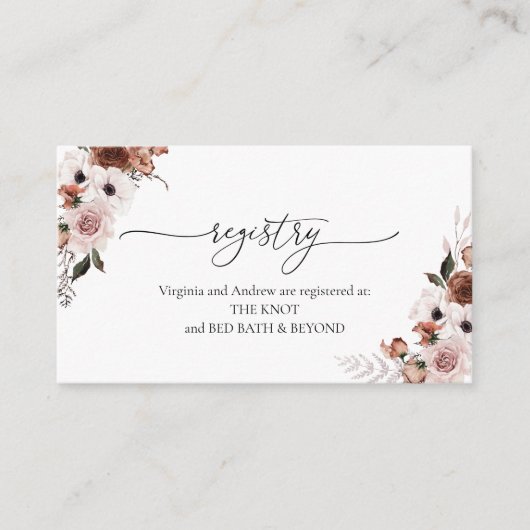 シルク フローラル ブライダル シャワー レジストリー 封入カード エンクロージャーカード (正面)