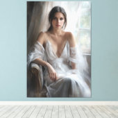 シルク&ライト:窓のポートレート キャンバスプリント (インサイチュ (ウッドフロア))