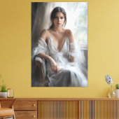 シルク&ライト:窓のポートレート キャンバスプリント (インサイチュ (リビング))