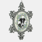 シルケンウィンドハウンドの子犬にぴったり スノーフレークピューターオーナメント (左)