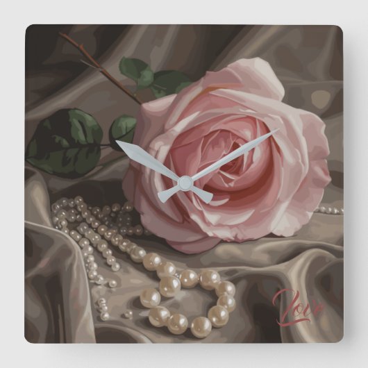 シルケンバラ スクエア壁時計 (正面)