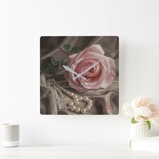 シルケンバラ スクエア壁時計 (ホーム)