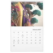 シルケンパインズ：シュール刺繍コラージュ カレンダー (2月 2027)