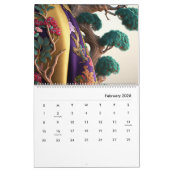 シルケンパインズ：シュール刺繍コラージュ カレンダー (2月 2026)