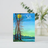 シルスの夕べ、スイス、エンガディン、ヴィンテージ ポストカード (スタンド正面)