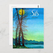 シルスの夕べ、スイス、エンガディン、ヴィンテージ ポストカード (正面/裏面)